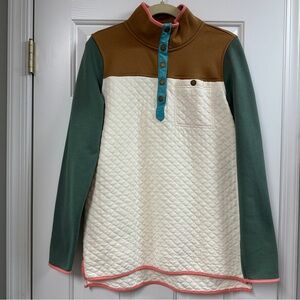 L.L. Bean Quilted Sweatshirt with Aqua Blue and Peach Accents